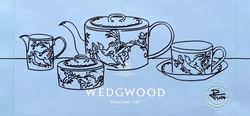 PDB3 Phoenix tea set on Wedgwood bag 2024 by Peter Davis Original Art from Barewall Art Gallery