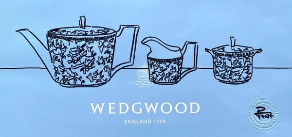 PDB4 Hibiscus teapot, milk jug and sugar bowl on Wedgwood bag 2024 by Peter Davis Original Art from Barewall Art Gallery