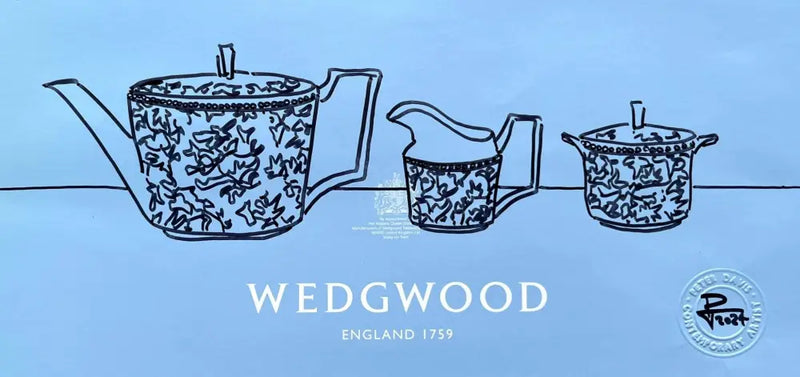 PDB4 Hibiscus teapot, milk jug and sugar bowl on Wedgwood bag 2024 by Peter Davis Original Art from Barewall Art Gallery