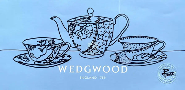 PDB5 Butterfly Bloom tea set on Wedgwood bag 2024 by Peter Davis Original Art from Barewall Art Gallery