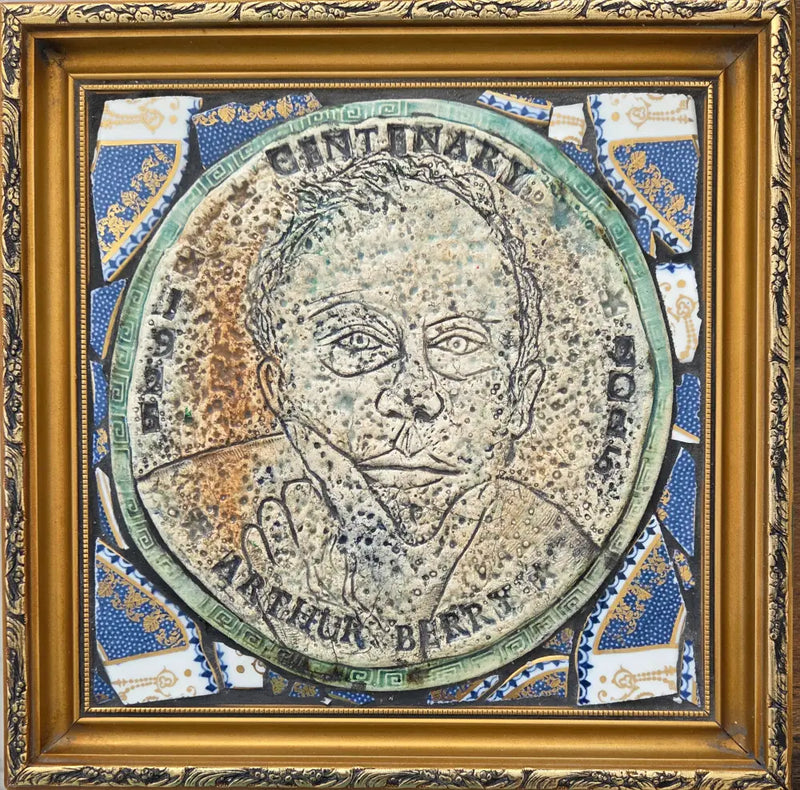 PHAB001 Arthur Berry Centenary Ceramic Oatcake Portrait by Philip Hardaker from Barewall Art Gallery