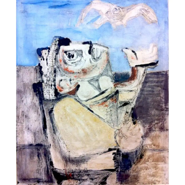 Pigeon Flyer- 1962 Monoprint by John Shelton Original Art from Barewall Art Gallery