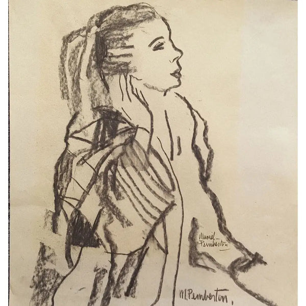 Portrait of a Woman charcoal by Muriel Pemberton Original Art from Barewall Art Gallery