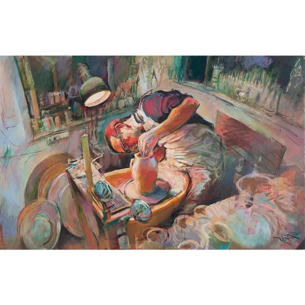 Potter At the Wheel I 2014 by Rob Pointon Original Art from Barewall Art Gallery