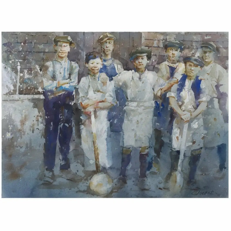 Potteries 20th Century Print Collection by Geoffrey Wynne RI Saggar Boys II Print from Barewall Art Gallery