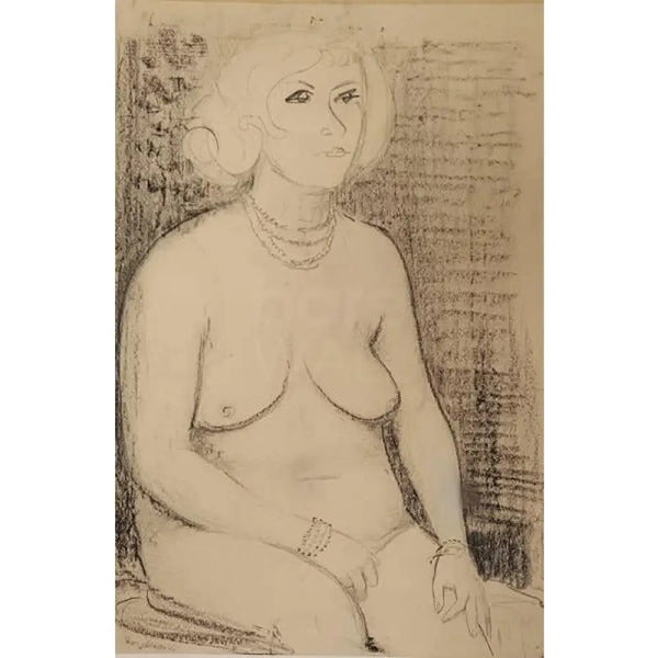 RC4 Signed Seated Nude Sketch c1954 by Raymond Coxon Original Art from Barewall Art Gallery