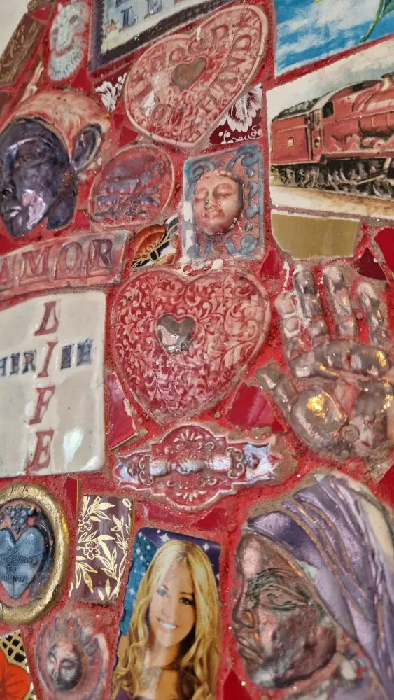 Red Heart with Cherish Life Key to Your Heart with Hand Mirror 2024 by Philip Hardaker Ceramics from Barewall Art Gallery