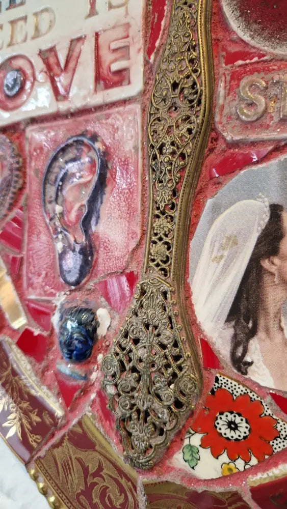 Red Heart with Cherish Life Key to Your Heart with Hand Mirror 2024 by Philip Hardaker Ceramics from Barewall Art Gallery