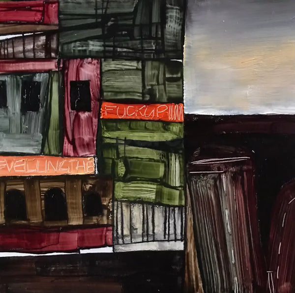 RGL7 Levelling Up by the Railway Station Oil by Russell Gregory Original Art from Barewall Art Gallery