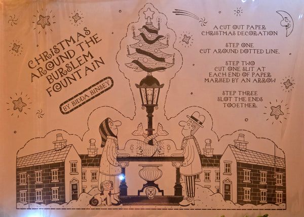 Christmas Around the Burslem Fountain Christmas Decorations 2025 by Kidda Kinsey Cards from Barewall Art Gallery