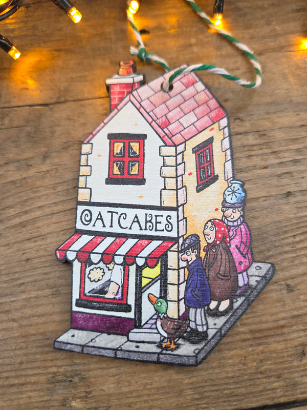 KK15 Oatcake Shop Christmas Tree Decoration 2025 by Kidda Kinsey Gift from Barewall Art Gallery