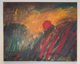 EN073 Sunset in Valley Landscape Oil c1960s by Enos Lovatt