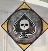 Ace of Spades 5 Glass Panel Hanging Suncatcher 2026 by Rebecca Davies