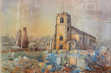 St John's Church, Burslem 1998 watercolour by J Mitchell