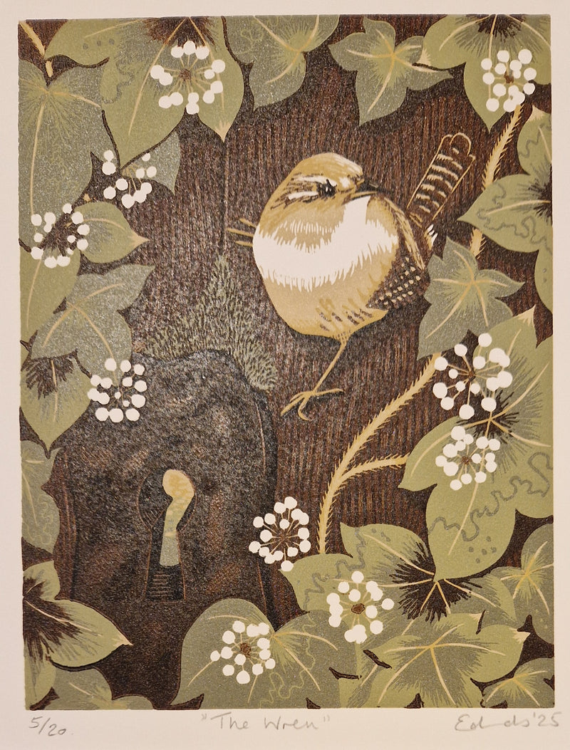 The Wren Lino Print 2025 by Louise Edwards