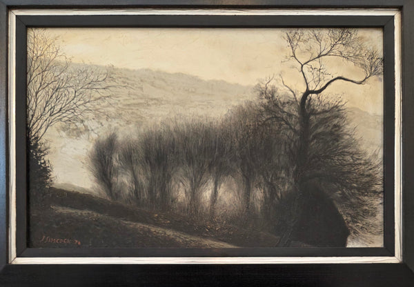 Building with Row of Trees 1970 Oil Painting by Jack Simcock