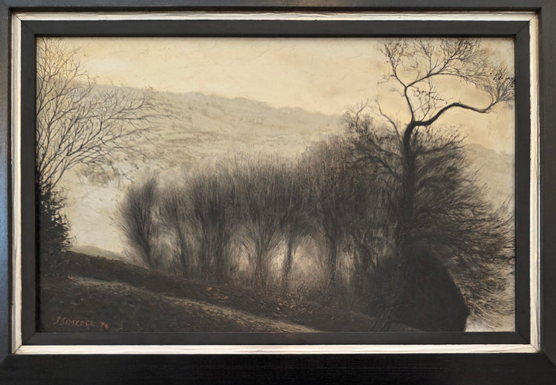 Building with Row of Trees 1970 Oil Painting by Jack Simcock