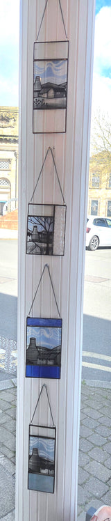 Salvaged Stained Glass Bottle Oven Painted Scenes 2026 by Rebecca Davis Original Artwork from Barewall Art Gallery