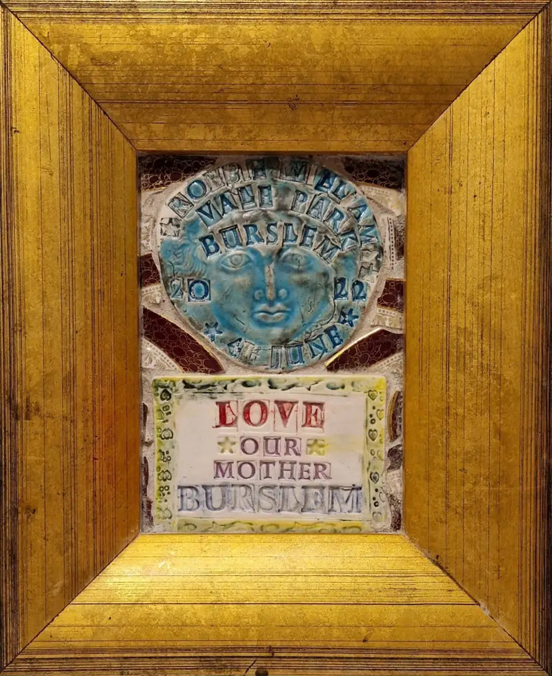 Robbie Willams Vale Park 2022 4th June Love Our Mother Burslem 2023 by Philip Hardaker Ceramics from Barewall Art Gallery