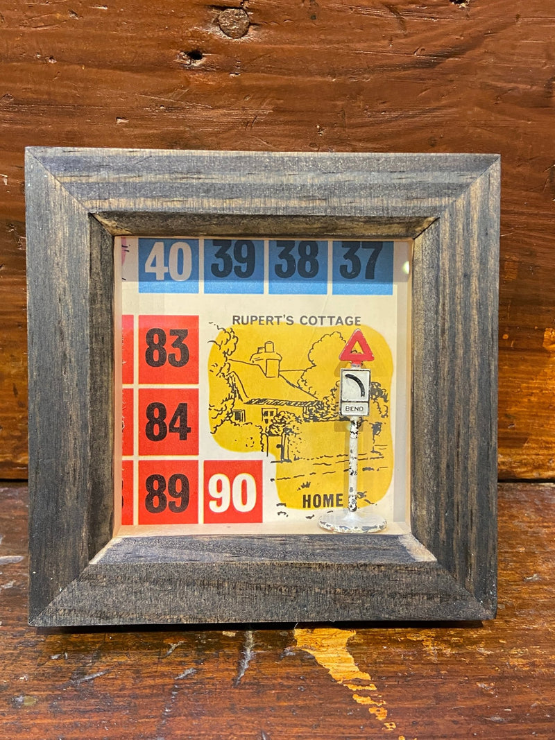 Rupert the Bear handmade box art 'Bend in the Road' sign. By Lost and Found Projects. by Barewall