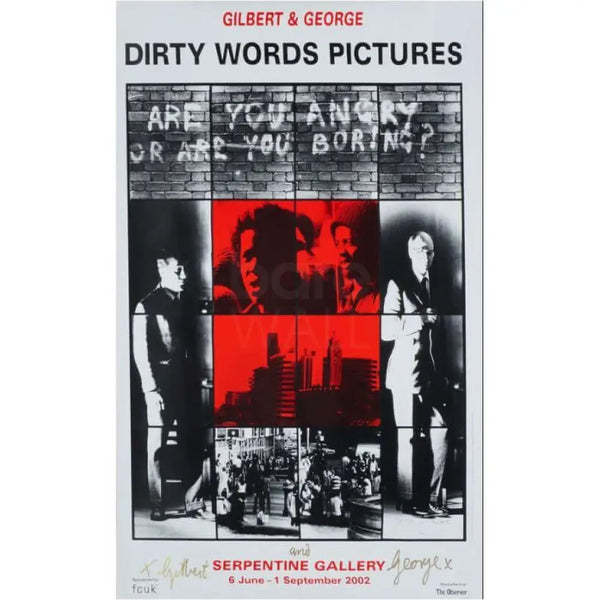 Serpentine Gallery Exhibition Posters 2002 signed by Gilbert and George Posters from Barewall Art Gallery