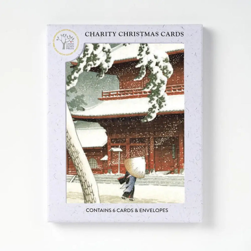 Set of 6 Zojo-Ji Temple in Shiba 2024 Christmas Cards by Kawase Hasui supporting Artists General Benevolent Institution Cards from Barewall Art Gallery