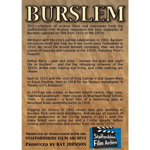 Six Towns on Film - Burslem - Stoke on Trent Historical Film DVD DVD from Barewall Art Gallery