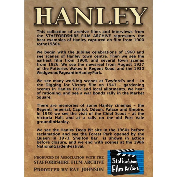 Six Towns on Film - Hanley - Stoke on Trent Historical Film DVD DVD from Barewall Art Gallery