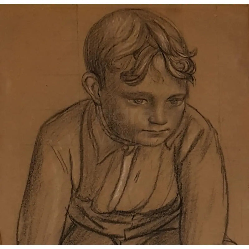 SL8 Young Boy seated study drawing by Stanley Lewis Original Art from Barewall Art Gallery