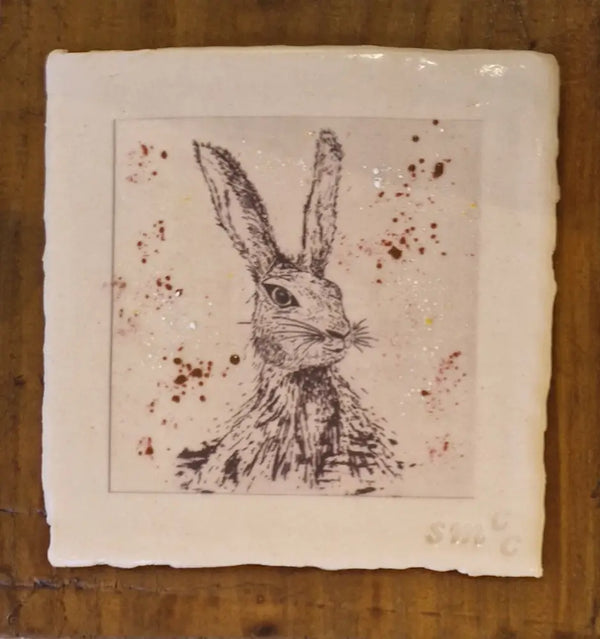 SMP British Wildlife - The Hare print on Clay 2024 by Shauna McCann Ceramics from Barewall Art Gallery