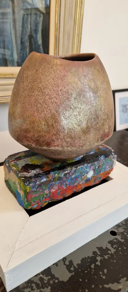 SOCSM3 Pink Gold Vessel by Stephen Murfitt Ceramics from Barewall Art Gallery