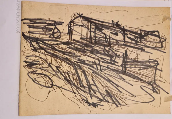 SOP046 Hill Farm drawing c1980s found Arthur Berry Archive Original Art from Barewall Art Gallery