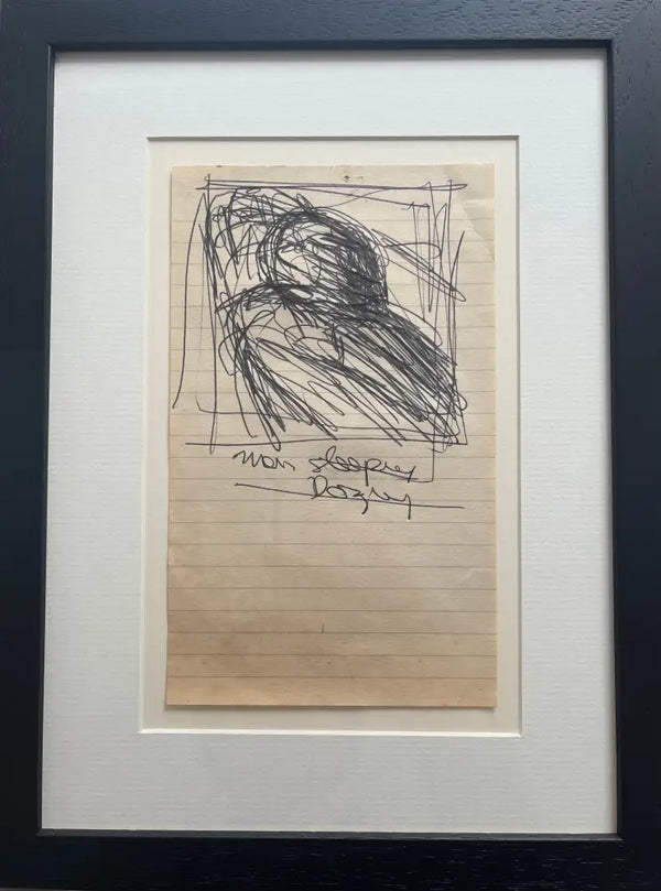 SOPD016 Man Sleeping Dozing No. 8 Original Drawing c1980s by Arthur Berry Original Art from Barewall Art Gallery