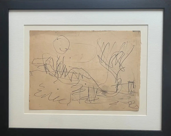 SOPD021 Sun In Landscape No. 42 Original Drawing c1980s by Arthur Berry Original Art from Barewall Art Gallery