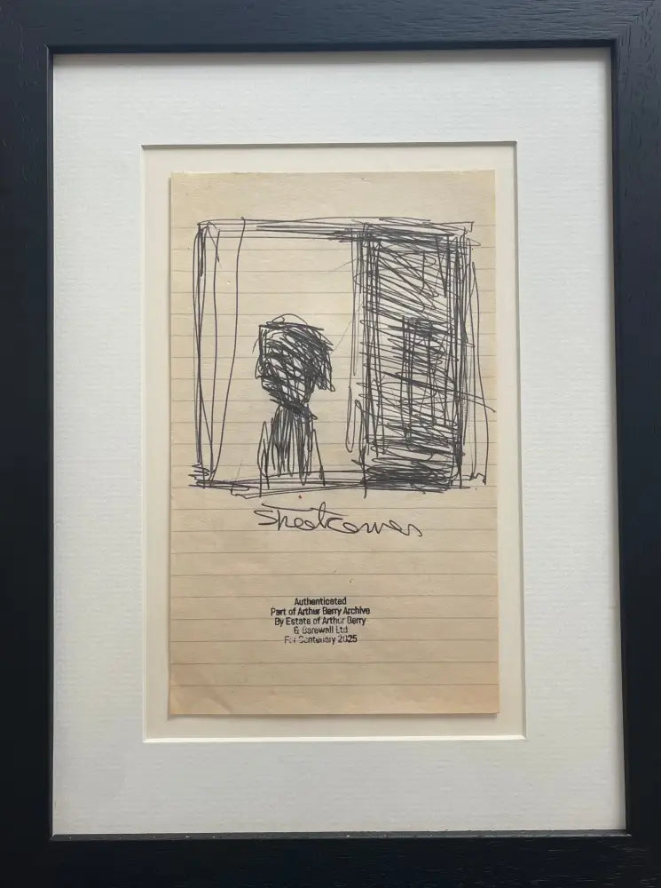 SOPD033 Street Corner No. 4 Original Figure Sketch Drawing c1980s by Arthur Berry Original Art from Barewall Art Gallery