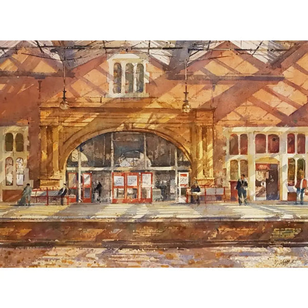 Stoke Station 2019 water-colour by Geoffrey Wynne RI Original Art from Barewall Art Gallery