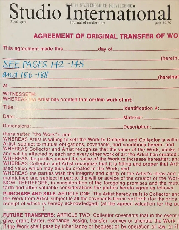 Studio International April 1971 Journal of Modern Art Magazine Book from Barewall Art Gallery