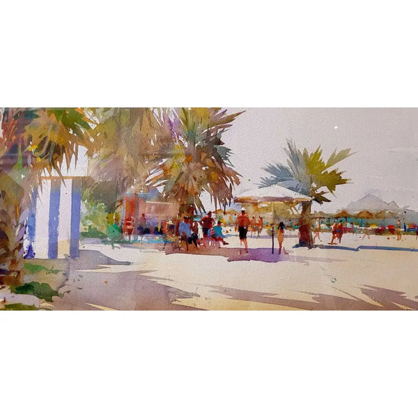 Taking The Shade, Almuñécar 2018 by Geoffrey Wynne RI Original Art from Barewall Art Gallery