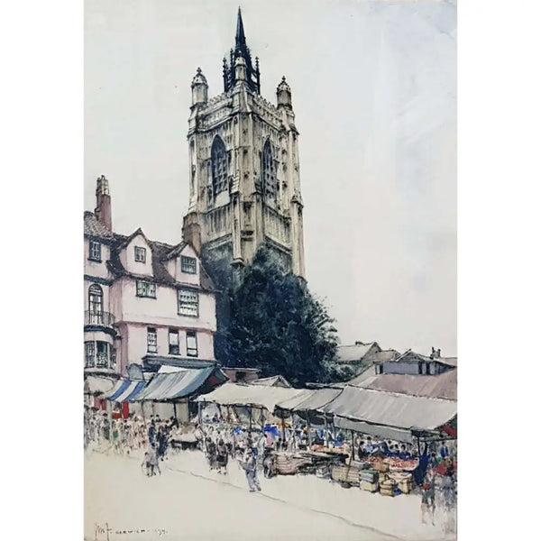 The Tower of St Peter Mancroft, Norwich 1937 by Gordon M Forsyth RI Original Art from Barewall Art Gallery