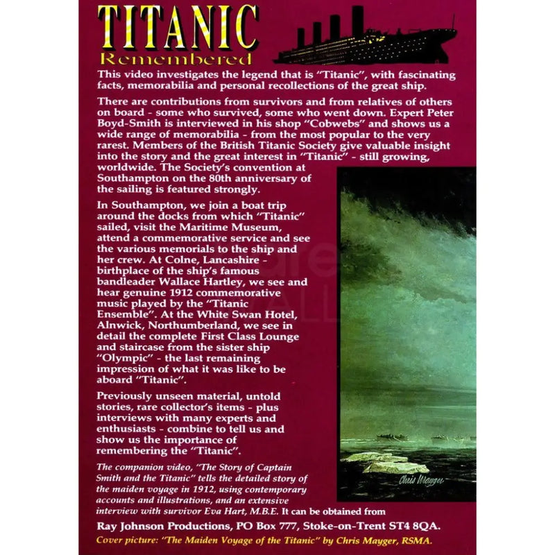 Titanic Remembered Historical Documentary Film DVD DVD from Barewall Art Gallery