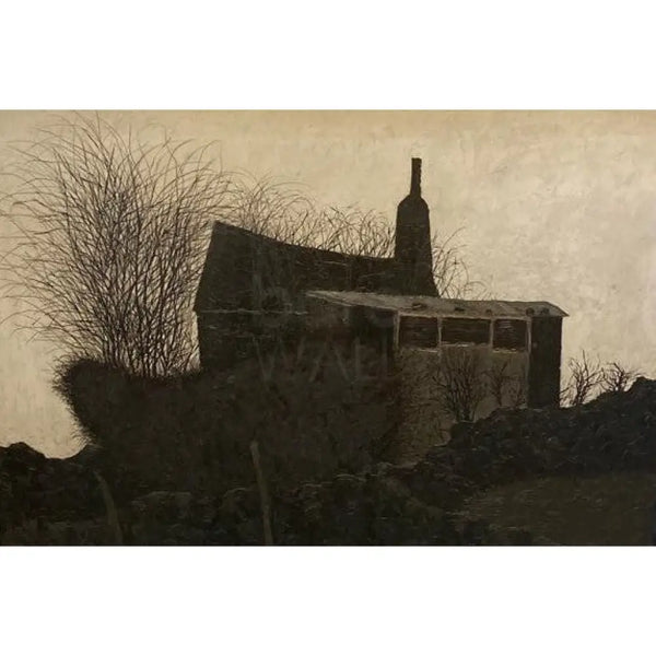 Traditional Roofs Shed and Tree 1961 Oil Painting by Jack Simcock Original Art from Barewall Art Gallery