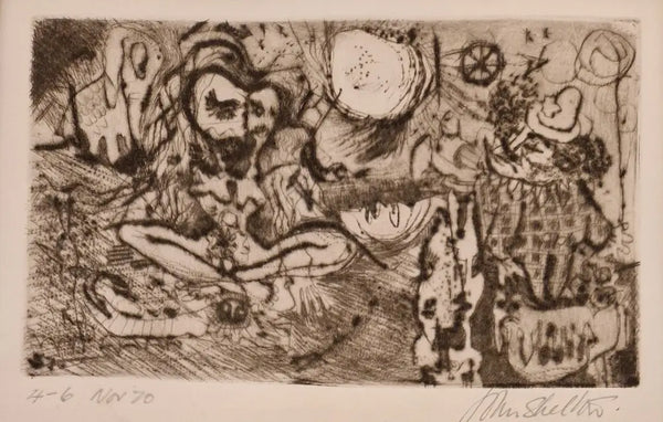 Untitled Etching 4-6 Nov 1970 by John Shelton Original Art from Barewall Art Gallery