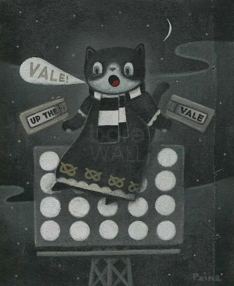 Up The Vale - Floodlights Cat original art by Paine Proffitt Original Art from Barewall Art Gallery