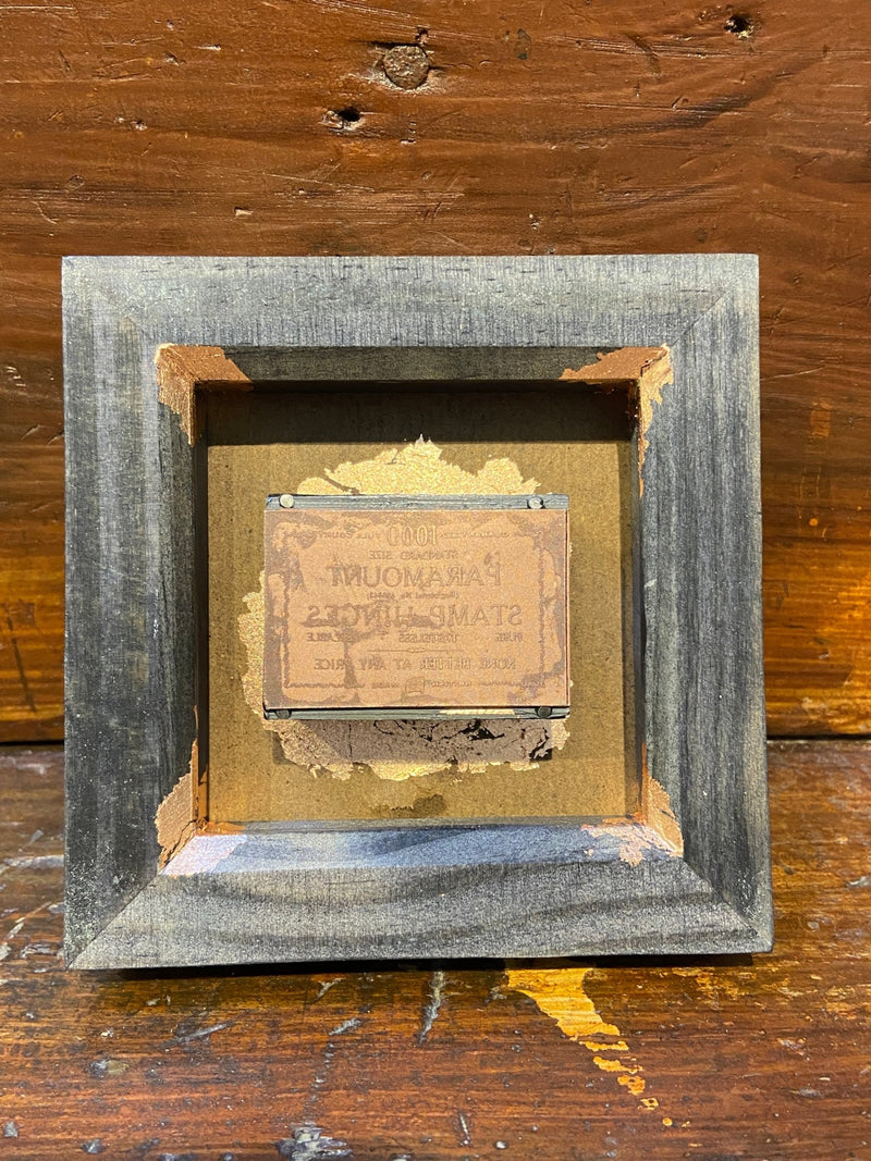 Vintage copper stamp printing block. Box framed with copper leafing. By Lost and Found Projects. by Barewall