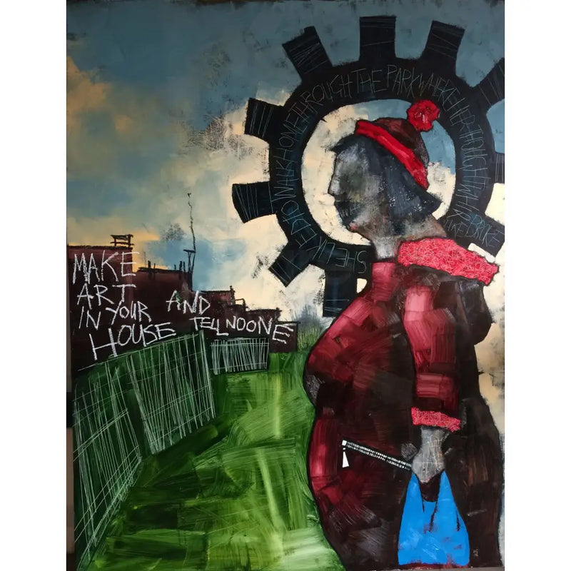 Walking Home Through the Park Oil by Russell Gregory Original Art from Barewall Art Gallery