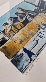 Windchill in Potteries Reduction Lino Print 2025 by Jayne Pellington Prints from Barewall Art Gallery