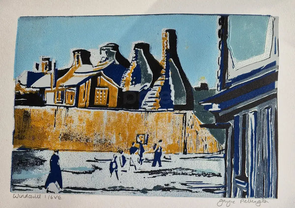 Windchill in Potteries Reduction Lino Print 2025 by Jayne Pellington Prints from Barewall Art Gallery