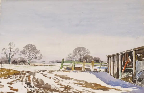 Winter Sunshine c1930s Watercolour by Harold Bennett Original Art from Barewall Art Gallery