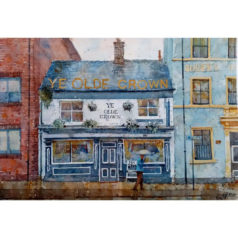 Ye Olde Crown, Burslem, Stoke on Trent by Geoffrey Wynne RI Original Art from Barewall Art Gallery