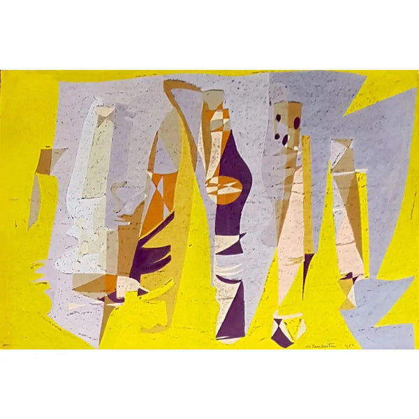 Yellow Abstract 1950 by Muriel Pemberton Original Art from Barewall Art Gallery